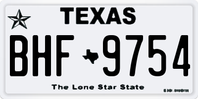 TX license plate BHF9754
