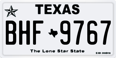 TX license plate BHF9767