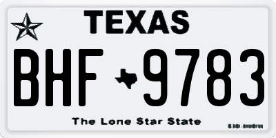 TX license plate BHF9783
