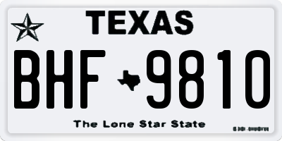TX license plate BHF9810