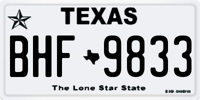 TX license plate BHF9833