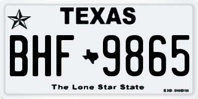 TX license plate BHF9865