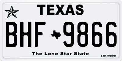 TX license plate BHF9866