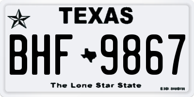 TX license plate BHF9867