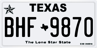 TX license plate BHF9870