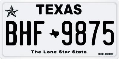 TX license plate BHF9875