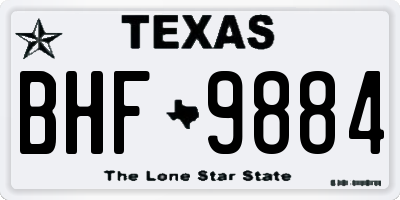 TX license plate BHF9884