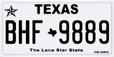 TX license plate BHF9889