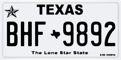 TX license plate BHF9892