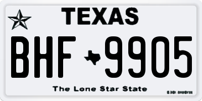 TX license plate BHF9905