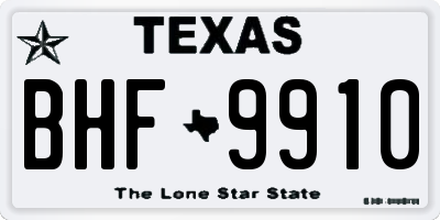 TX license plate BHF9910