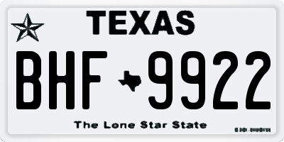 TX license plate BHF9922
