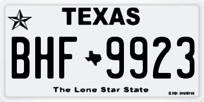 TX license plate BHF9923