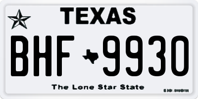 TX license plate BHF9930