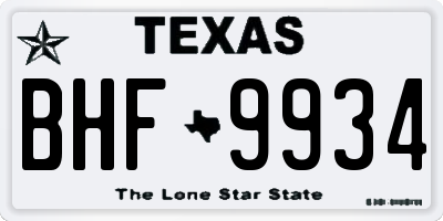 TX license plate BHF9934