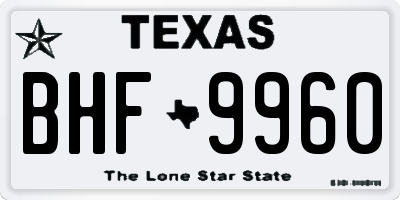 TX license plate BHF9960
