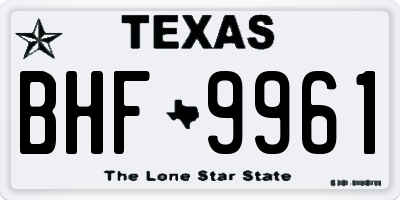 TX license plate BHF9961
