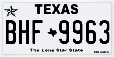 TX license plate BHF9963