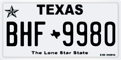 TX license plate BHF9980