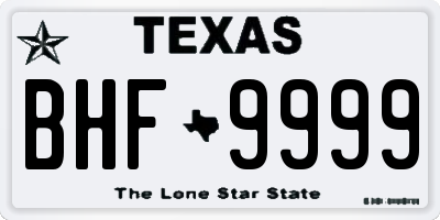 TX license plate BHF9999