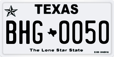 TX license plate BHG0050