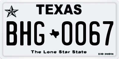 TX license plate BHG0067
