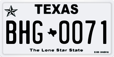 TX license plate BHG0071