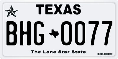 TX license plate BHG0077
