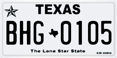 TX license plate BHG0105