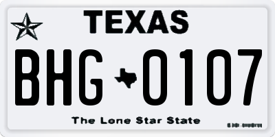 TX license plate BHG0107