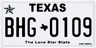 TX license plate BHG0109