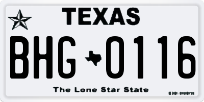 TX license plate BHG0116