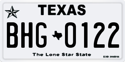 TX license plate BHG0122