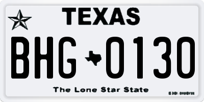 TX license plate BHG0130