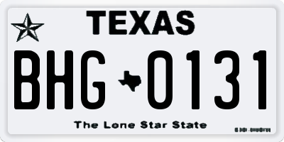 TX license plate BHG0131