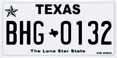 TX license plate BHG0132