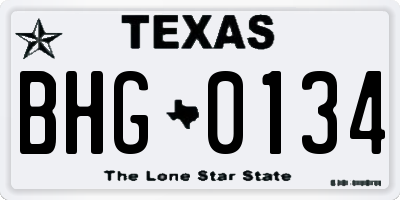 TX license plate BHG0134
