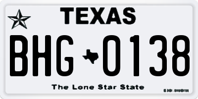 TX license plate BHG0138