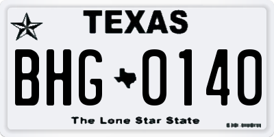TX license plate BHG0140
