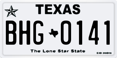 TX license plate BHG0141