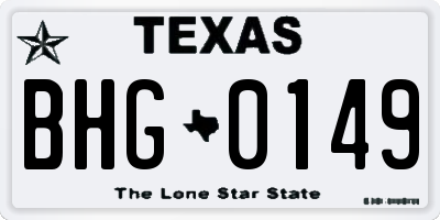 TX license plate BHG0149
