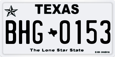 TX license plate BHG0153
