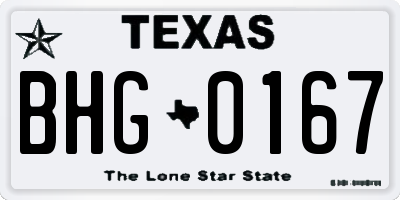 TX license plate BHG0167