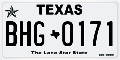TX license plate BHG0171