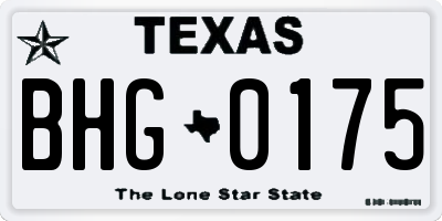 TX license plate BHG0175