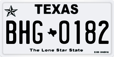 TX license plate BHG0182