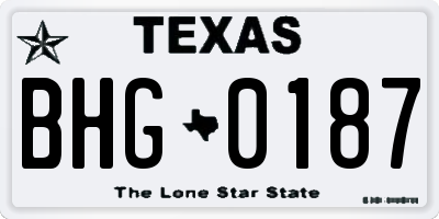 TX license plate BHG0187