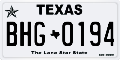 TX license plate BHG0194