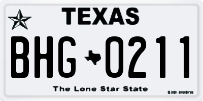 TX license plate BHG0211