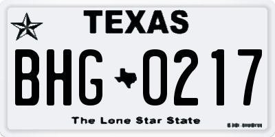 TX license plate BHG0217